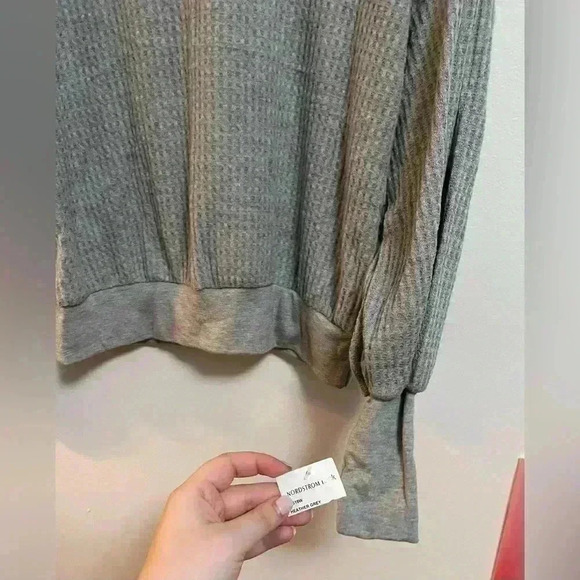 NWT - PST - Project Social T - Grey Long Sleeve Waffle Knit Lightweight Top - XS - Picture 2 of 6